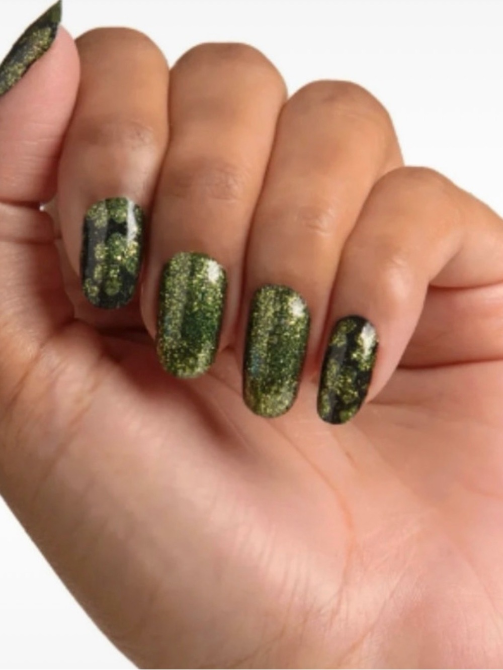 Green Glitter Reptile-Themed Nail Wraps - Unknown Brand